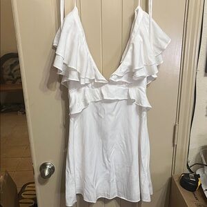 American Threads White Ruffle Blouse